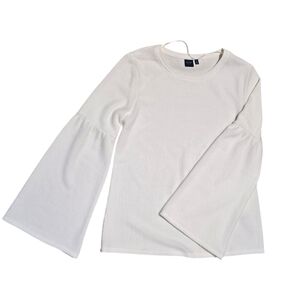 Kaari Blue Cream Bell Sleeve Pullover Sweater | Small